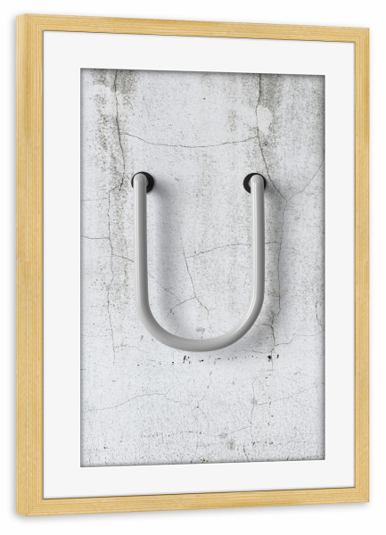 Poster mit Rahmen kiefer "Neon Alphabet Off - U" artboxONE - Buchstaben / U