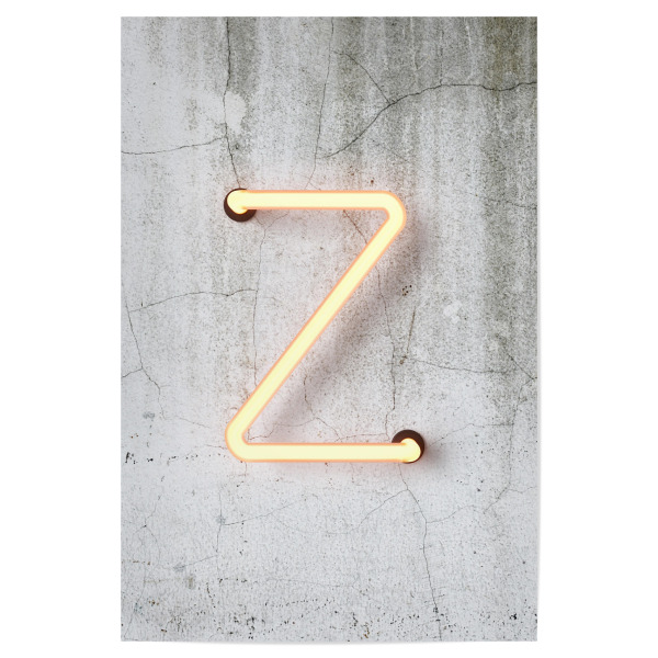 Poster "Neon Alphabet On - Z" artboxONE - Buchstaben / Z - Buchstabenset-neon1,Buchstabe-z,Z,Buchstabe,Abc,Neon sign,Neon art