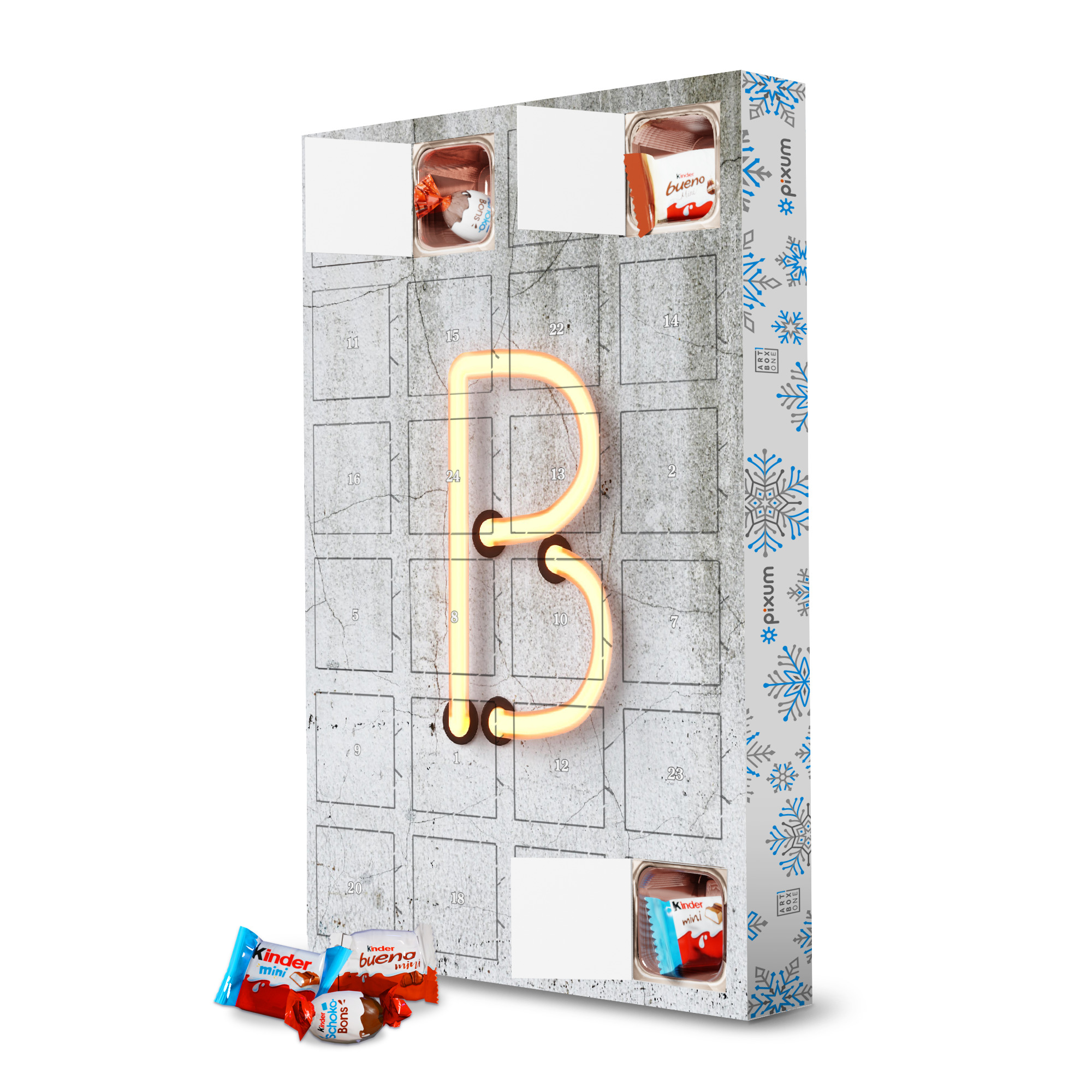 Adventskalender mit Produkten von Kinder Neon Alphabet On - B artboxONE Adventskalender Buchstaben / B