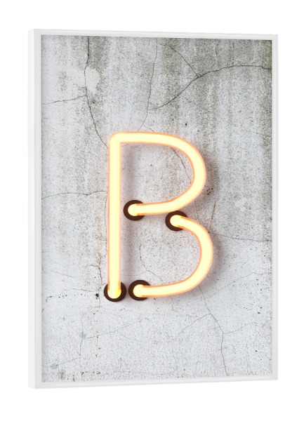 Poster mit weißem Rahmen "Neon Alphabet On - B" artboxONE - Buchstaben / B - Neon,Neon-kunst,Neon art,Neon sign,Buchstabe-b,B,Buchstabenset-neon1