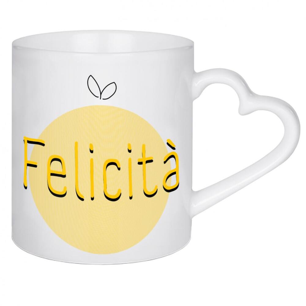 Herztasse "Felicita" artboxONE - Typografie,Menschen - Felicita,Typo,Typografie,Bunt,Gratulieren,Gratulation,Spanisch
