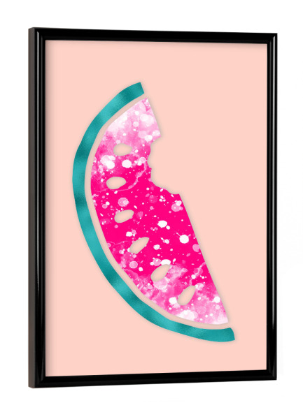 Poster mit schwarzem Rahmen "Pink Watermelon | Summer Vibes" artboxONE - Essen & Trinken / Obst & Gemüse - Wassermelone,Sommer,Obst,Frucht