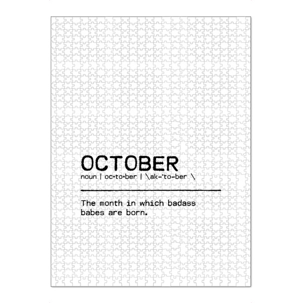 Puzzle Ravensburger "October Quote Badass Babe" artboxONE - Typografie,Schwarzweiß,Lustig - Birthday quote,October,Gift,Quote,Birthday