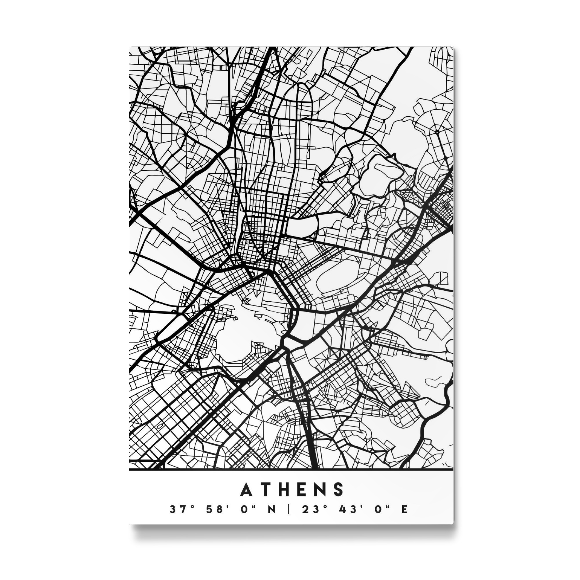 Galerie-Print "ATHENS GREECE BLACK CITY MAP" 75x50 cm artboxONE