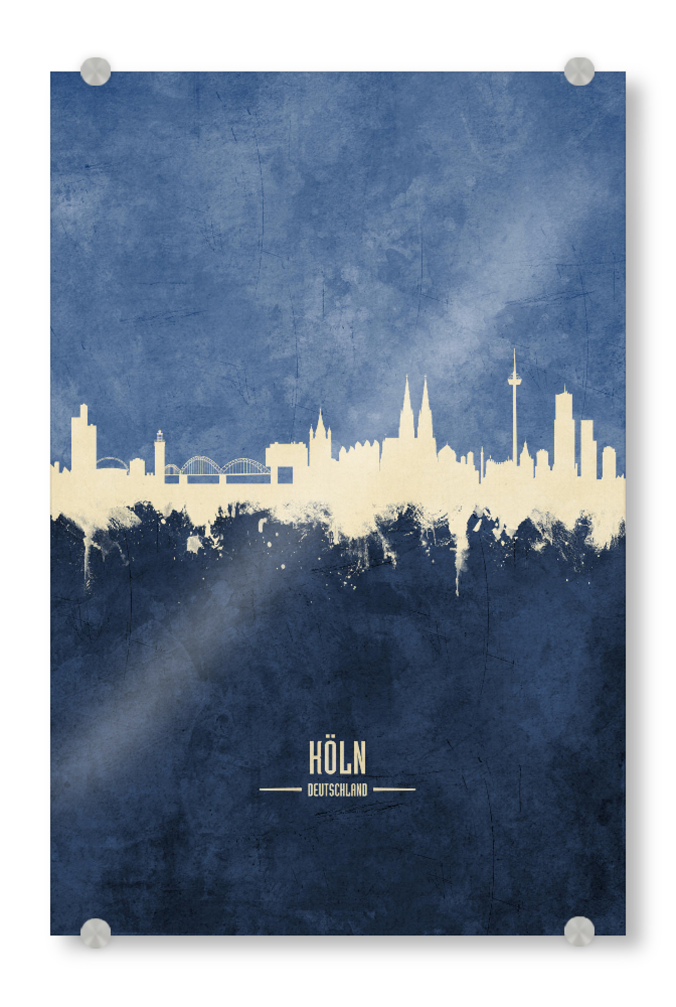 Acrylglasbild "Köln Skyline Navy" artboxONE - Städte / Köln - Skyline,Cologne