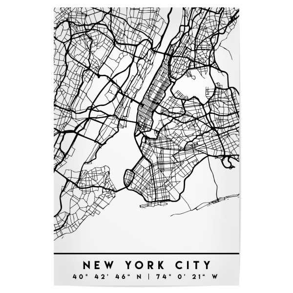 Poster "NEW YORK CITY BLACK CITY MAP" artboxONE - Städte,Städte / New York,Schwarzweiß,Kartografie