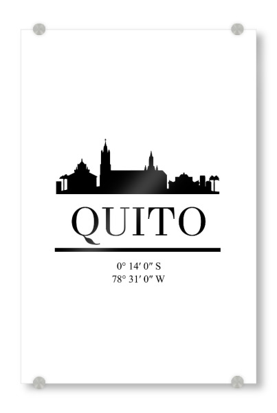 Acrylglasbild "QUITO ECUADOR BLACK SKYLINE ART" artboxONE - Städte,Schwarzweiß,Städte / Weitere - Quito,Ecuador,South amerika,Skline,Coordinates
