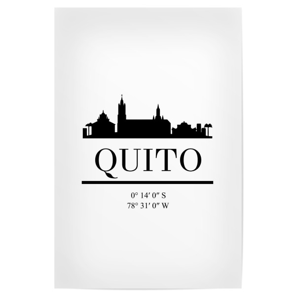 Poster 30x20 cm "QUITO ECUADOR BLACK SKYLINE ART" artboxONE - Städte,Schwarzweiß,Städte / Weitere - Quito,Ecuador,South amerika,Skline,Coordinates