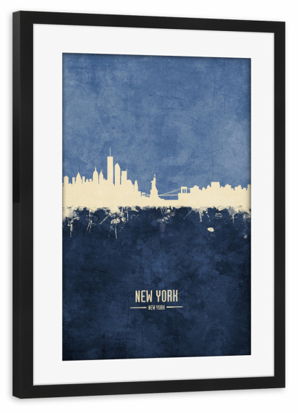 Poster mit Rahmen schwarz "New York Skyline Navy" artboxONE - Städte / New York - New york,Skyline,Usa