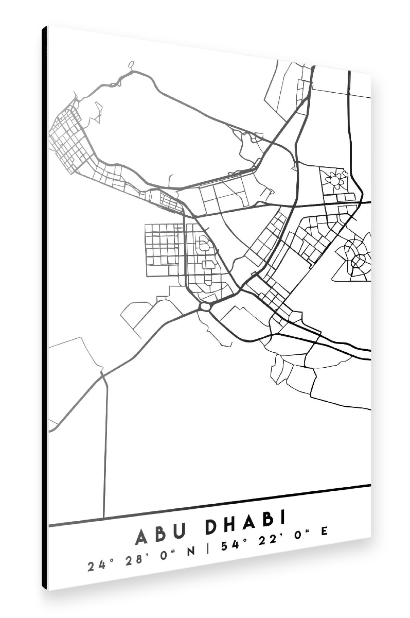 Alu-Dibond "ABU DHABI UAE BLACK CITY MAP" 75x50 cm artboxONE