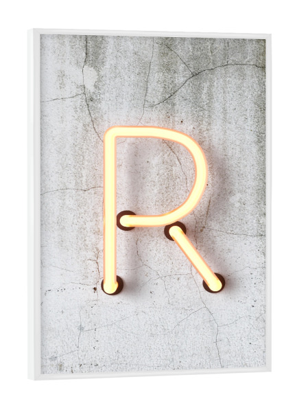 Poster mit weißem Rahmen "Neon Alphabet On - R" artboxONE - Buchstaben / R - Buchstabenset-neon1,Buchstabe-r,R,Abc,Neon sign,Neon art