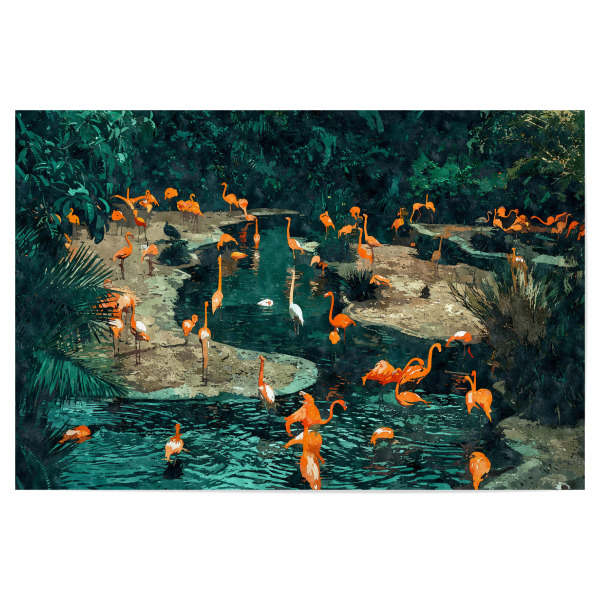 Poster "Flamingo Creek" artboxONE - Tiere - Flamingo,Tropical,Exotic,Animals,Island,River
