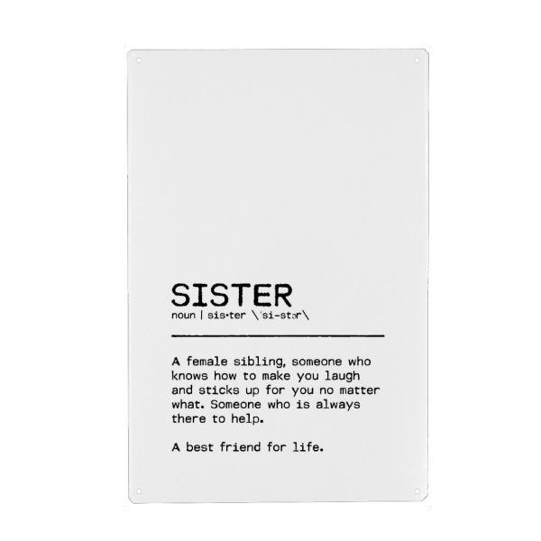 Holzbild "Sister Quote Best Friend" artboxONE - Typografie,Schwarzweiß - Little sister,Big sister,Quote,Sisterhood,Sister,Sisters,Family quote