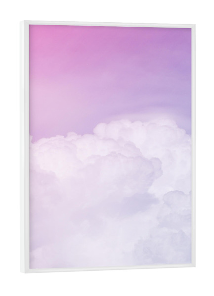 Poster mit weißem Rahmen "Happy Pastel Clouds - Lila Pink" artboxONE - Abstrakt - Himmel,Wolken,Pastell,Lila wolken