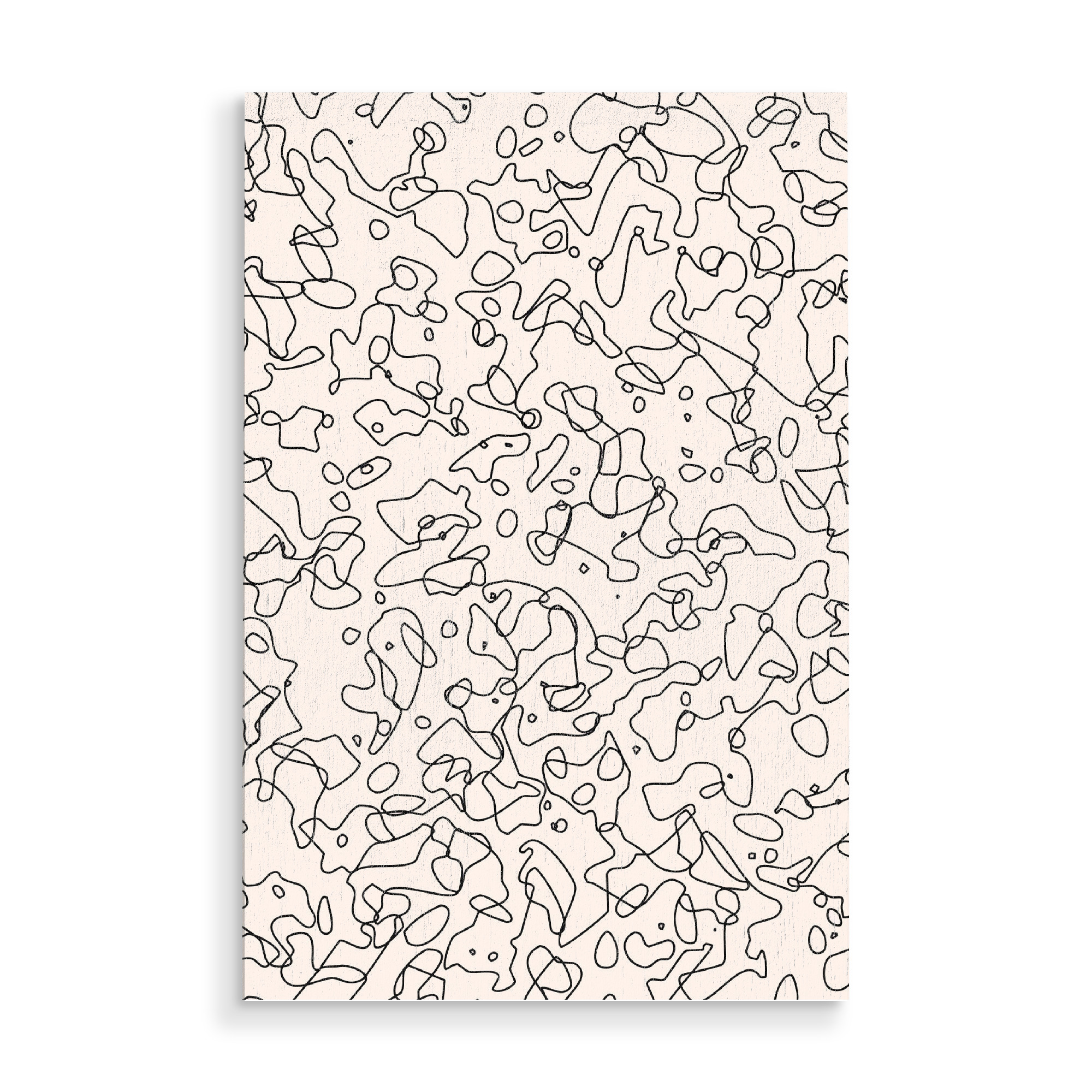 Holzbild "Randomness" artboxONE - Abstrakt,Schwarzweiß - Pattern,Pastel,Abstract,Random,Black,Pink,Hand made,Black lines,Line art,Lines
