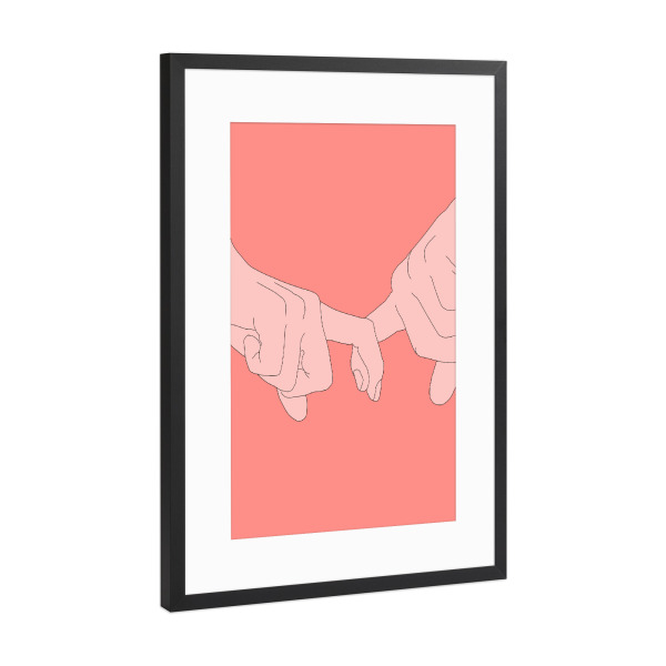 Poster mit Rahmen Schwarz (Metallic) "Hands" artboxONE - Liebe