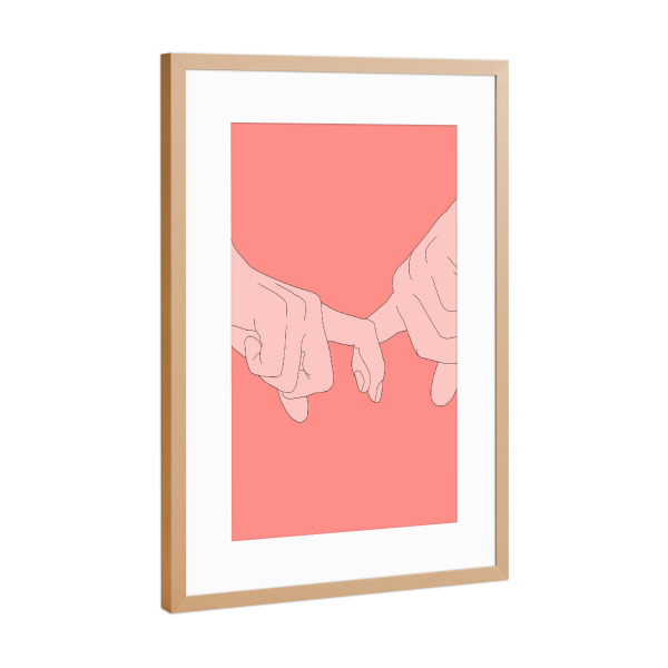 Poster mit Rahmen Kupfer "Hands" artboxONE - Liebe