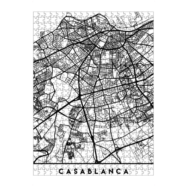artboxONE Puzzle "CASABLANCA MOROCCO BLACK CITY MAP" artboxONE - Städte,Schwarzweiß,Städte / Weitere,Kartografie