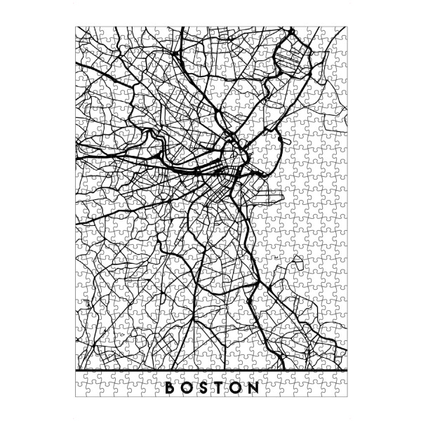 Puzzle Ravensburger "BOSTON MASSACHUSETTS CITY MAP ART" artboxONE - Städte,Schwarzweiß,Städte / Boston,Kartografie