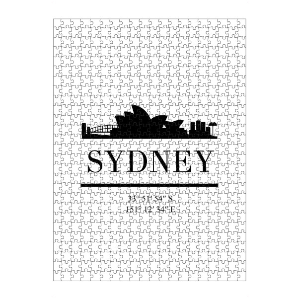 Puzzle Ravensburger "SYDNEY AUSTRALIA BLACK SKYLINE" artboxONE - Städte,Schwarzweiß,Städte / Sydney - Sydney,Australia,Skyline,Coordinates