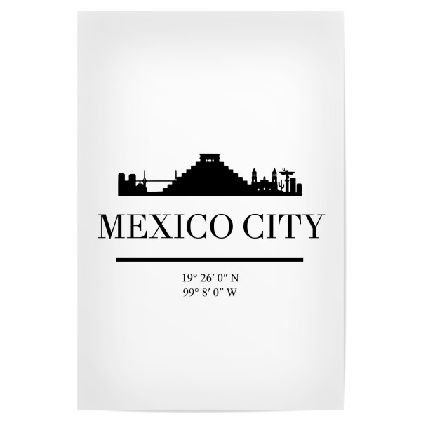 Poster "MEXICO CITY MEXICO BLACK SKYLINE" artboxONE - Städte,Schwarzweiß,Städte / Weitere - Mexico city,Mexico,America,Skyline,Coordinates