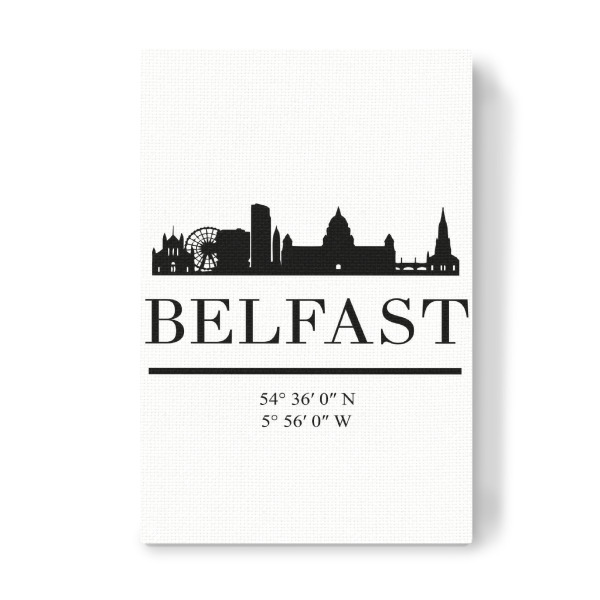 Leinwandbild "BELFAST UK BLACK SKYLINE ART" artboxONE - Städte,Schwarzweiß,Städte / Weitere - Belfast,Ireland,Skyline,Silhouette,Coordinates