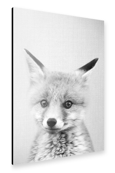 Alu-Dibond "Baby Fox - Black & White" 30x20 cm artboxONE