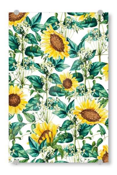 Acrylglasbild "Sunflower Valley" artboxONE - Floral - Pattern,Sunflower,Floral,Leaves,Blossom,Bloom,Garden