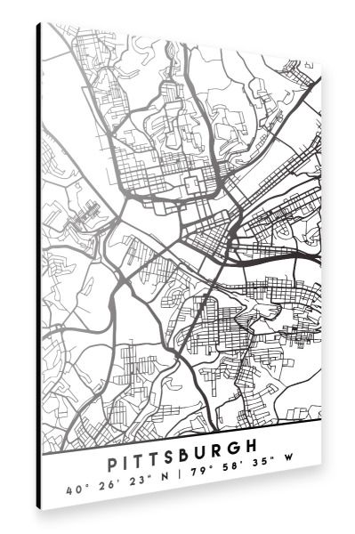 Alu-Dibond "PITTSBURGH PENNSYLVANIA CITY MAP" 30x20 cm artboxONE