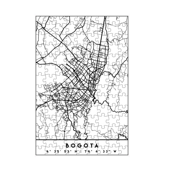 artboxONE Puzzle "BOGOTA COLOMBIA BLACK CITY MAP" artboxONE - Städte,Schwarzweiß,Städte / Weitere,Kartografie