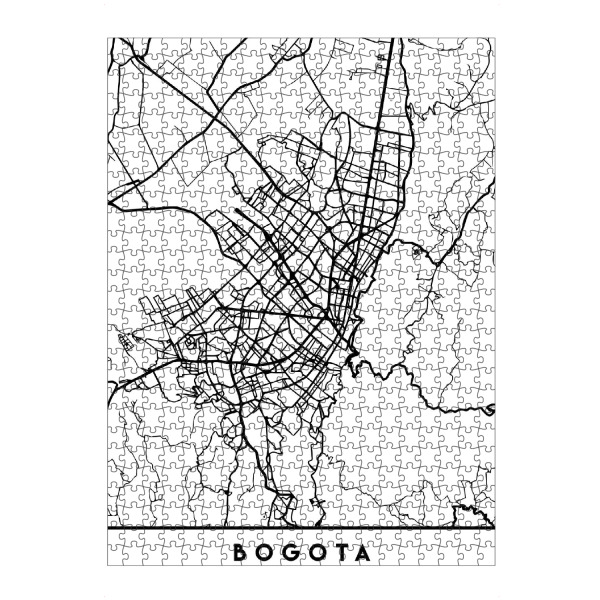 Puzzle Ravensburger "BOGOTA COLOMBIA BLACK CITY MAP" artboxONE - Städte,Schwarzweiß,Städte / Weitere,Kartografie
