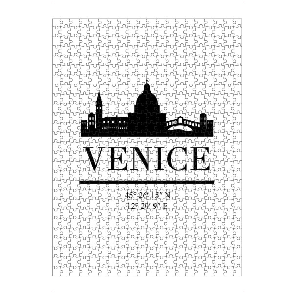 Puzzle Ravensburger "VENICE ITALY BLACK SKYLINE ART" artboxONE - Städte,Schwarzweiß,Städte / Venedig - Venice,Italy,Skyline,Coordinates