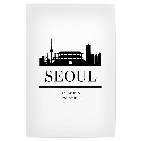 Poster 30x20 cm "SEOUL SOUTH KOREA BLACK SKYLINE" artboxONE - Städte,Schwarzweiß,Städte / Weitere - Seoul,South korea,Korea,Asia,Skyline,Coordinates