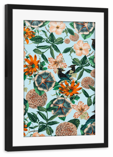 Poster mit Rahmen schwarz "Forest Birds" artboxONE - Natur,Floral