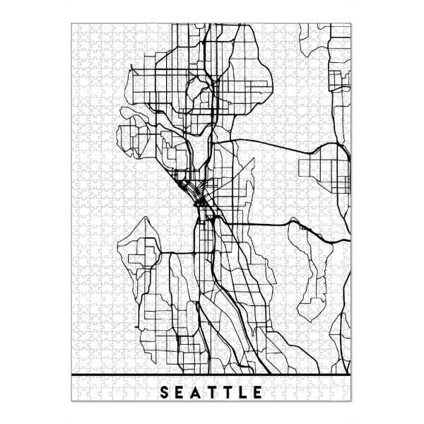 Puzzle Ravensburger "SEATTLE WASHINGTON BLACK CITY MAP" artboxONE - Städte,Reise,Schwarzweiß,Städte / Weitere,Kartografie