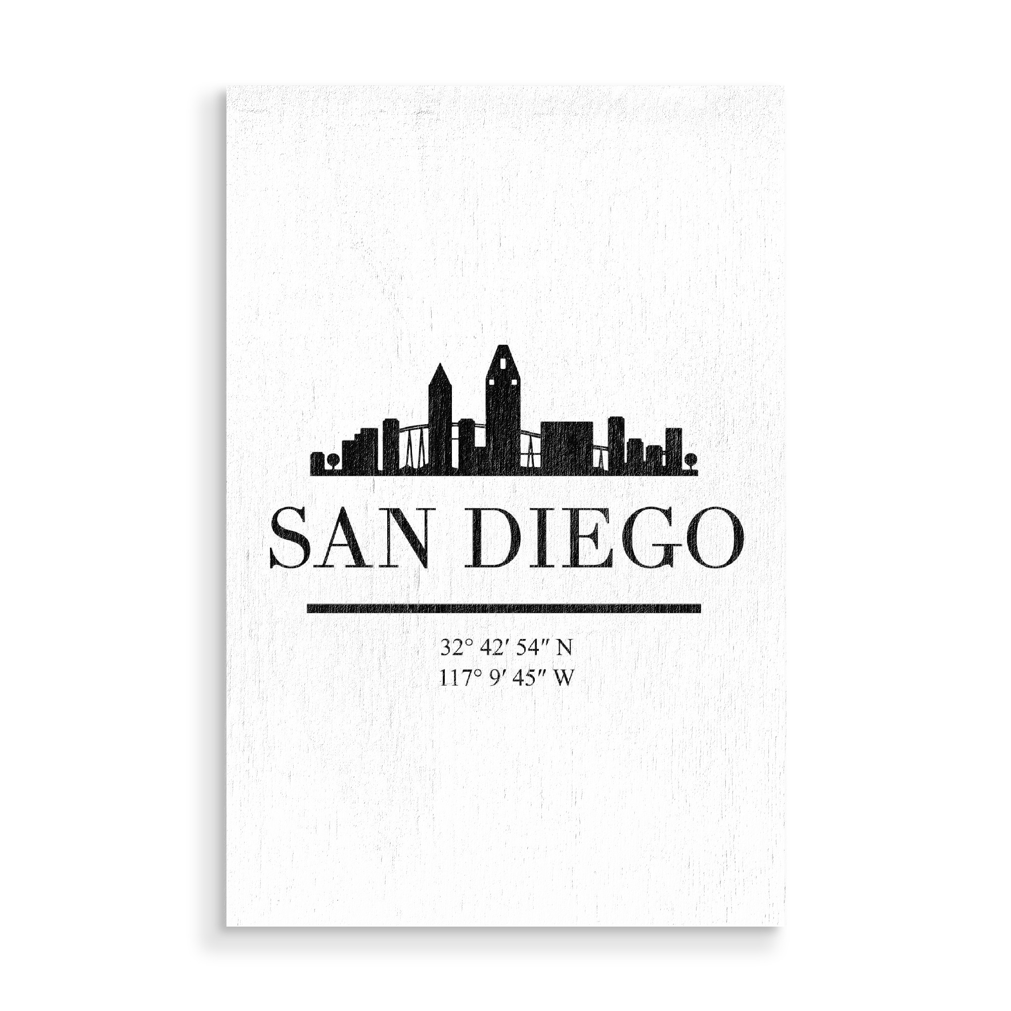 Holzbild "SAN DIEGO CALIFORNIA BLACK SKYLINE" artboxONE - Städte,Schwarzweiß,Städte / Weitere