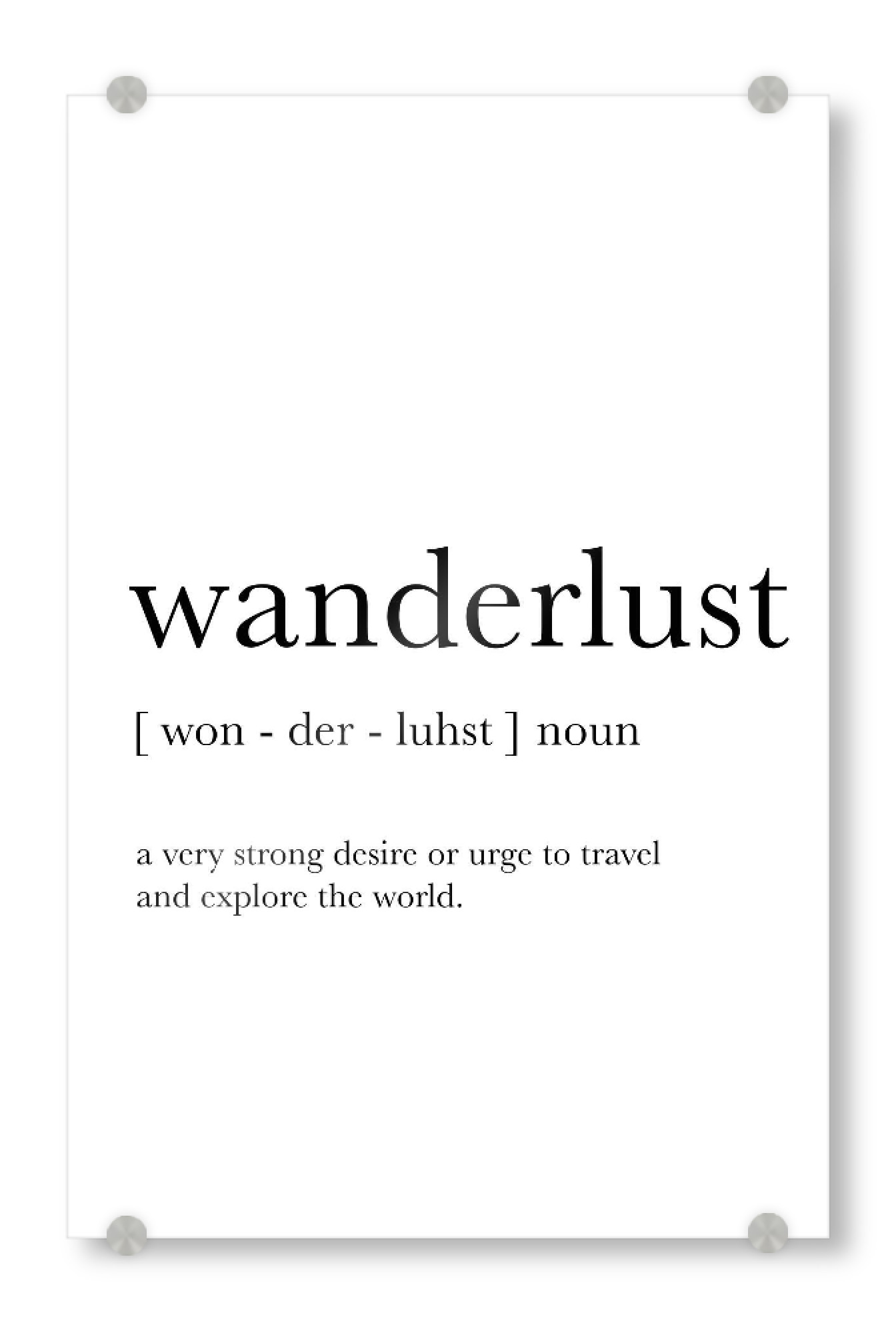 Acrylglasbild "Wanderlust typography" artboxONE - Typografie,Reise,Schwarzweiß
