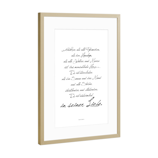 Poster mit Rahmen Gold "Das Herz" artboxONE - Typografie,Schwarzweiß,Liebe