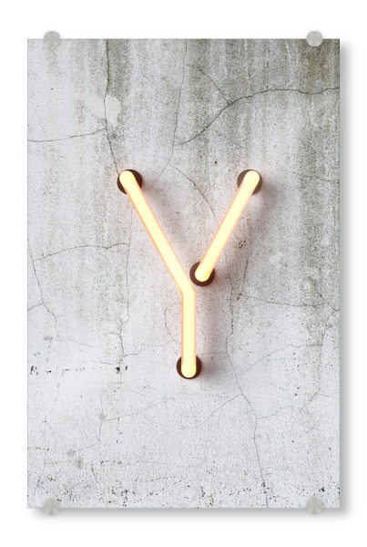 Acrylglasbild "Neon Alphabet On - Y" artboxONE - Buchstaben / Y - Buchstabenset-neon1,Buchstabe-y,Y,Abc,Buchstabe,Neon sign,Neon art