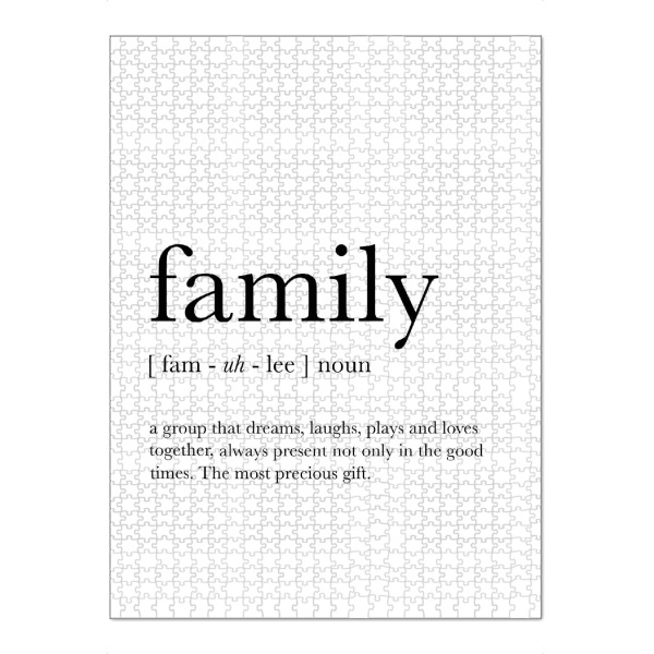 Puzzle Ravensburger "Family definition" artboxONE - Typografie,Schwarzweiß,Für Mama,Für Papa