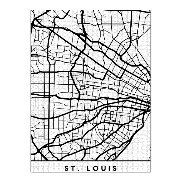 Puzzle Ravensburger "ST LOUIS MISSOURI BLACK CITY MAP" artboxONE - Städte,Schwarzweiß,Städte / Weitere,Kartografie