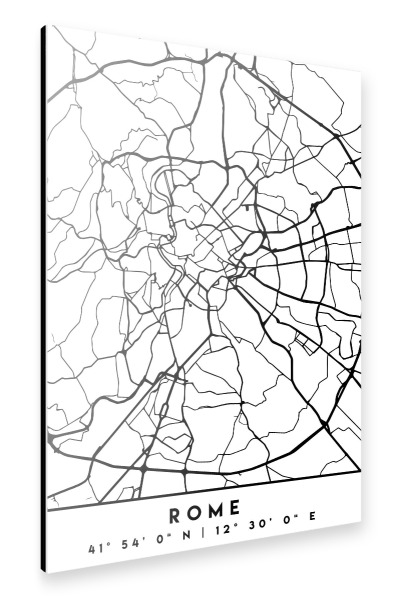 Alu-Dibond "ROME ITALY BLACK CITY MAP" 30x20 cm artboxONE