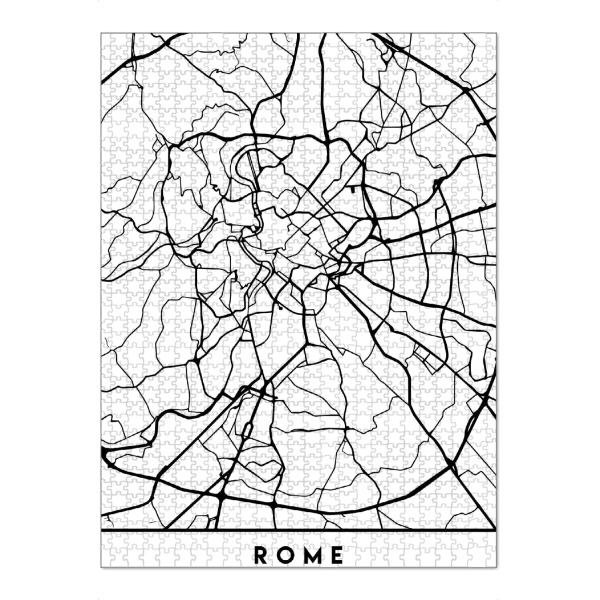 Puzzle Ravensburger "ROME ITALY BLACK CITY MAP" artboxONE - Städte,Schwarzweiß,Städte / Rom,Kartografie - Rome,Italy,Italia,Rom,Coordinates,Map