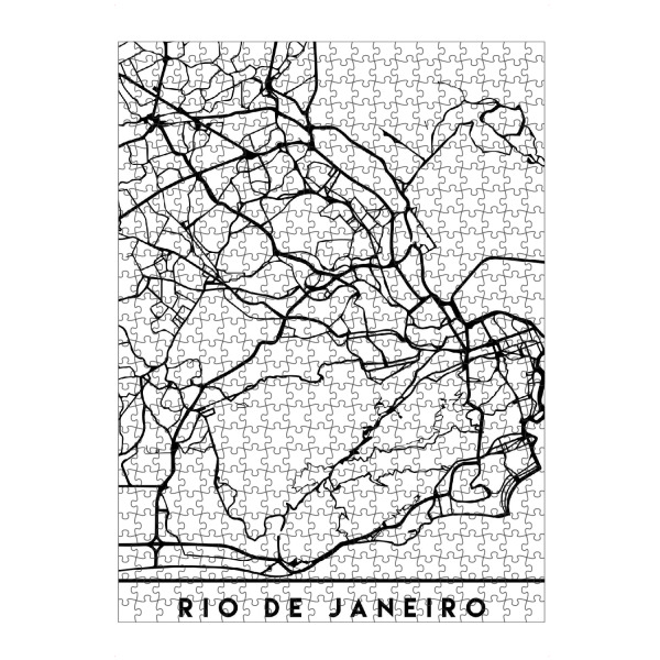 Puzzle Ravensburger "RIO DE JANEIRO BRAZIL CITY MAP" artboxONE - Städte,Schwarzweiß,Städte / Rio de Janeiro,Kartografie