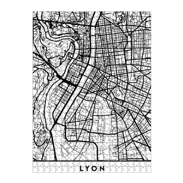 artboxONE Puzzle "LYON FRANCE BLACK CITY MAP" artboxONE - Städte,Reise,Schwarzweiß,Städte / Weitere