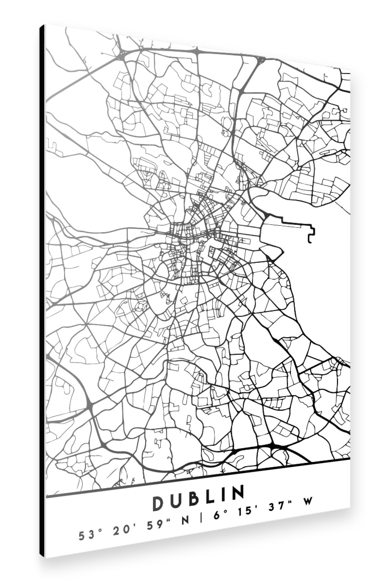 Alu-Dibond "DUBLIN IRELAND BLACK CITY MAP" 30x20 cm artboxONE