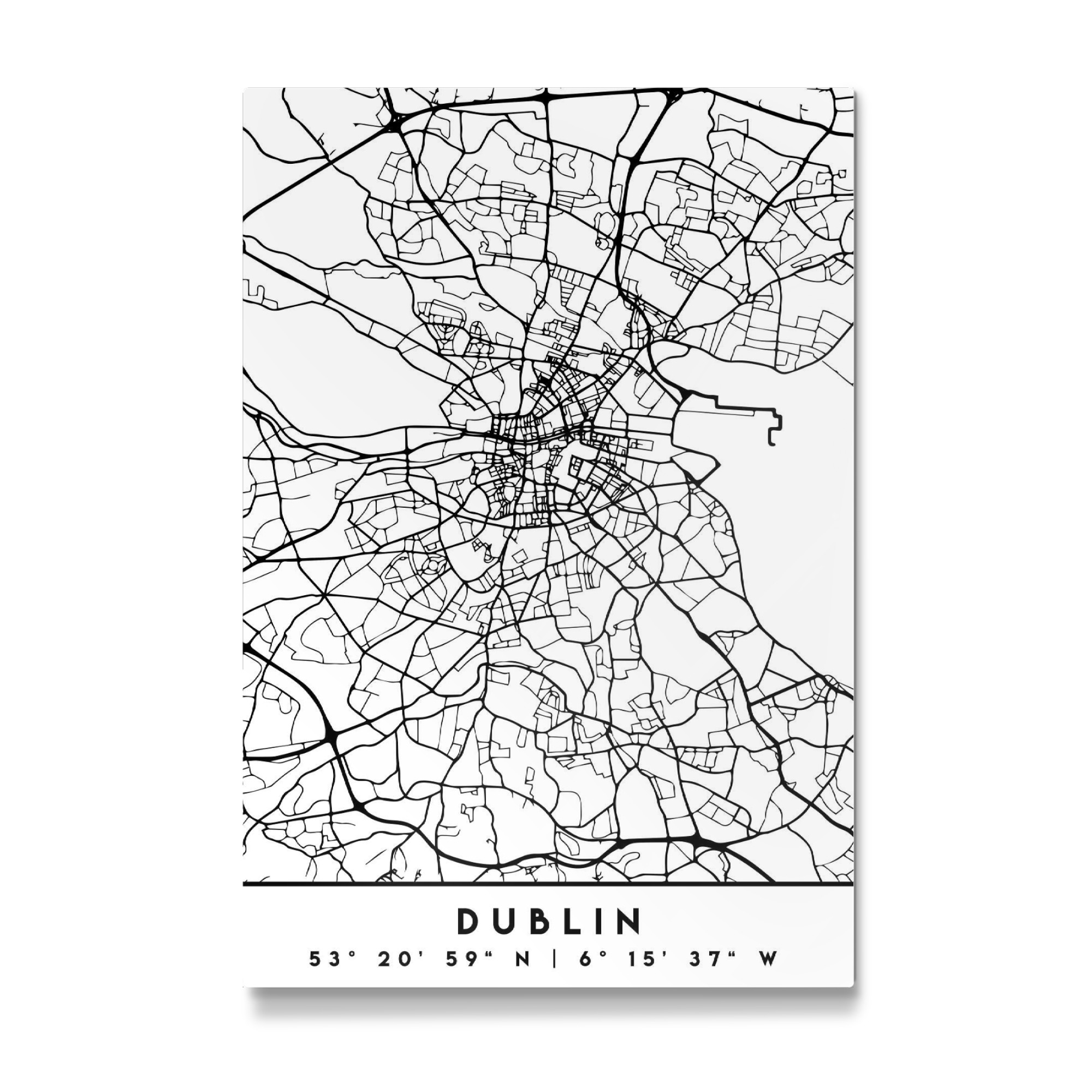 Galerie-Print "DUBLIN IRELAND BLACK CITY MAP" 75x50 cm artboxONE