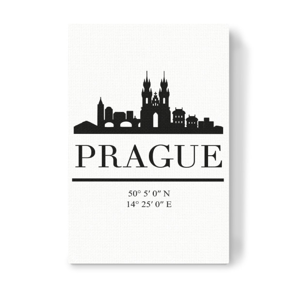 Leinwandbild "PRAGUE CZECH REPUBLIC SKYLINE ART" artboxONE - Städte,Reise,Schwarzweiß,Städte / Prag,Kartografie