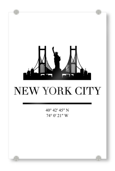 Acrylglasbild "NEW YORK CITY BLACK SKYLINE ART" artboxONE - Städte,Städte / New York,Schwarzweiß