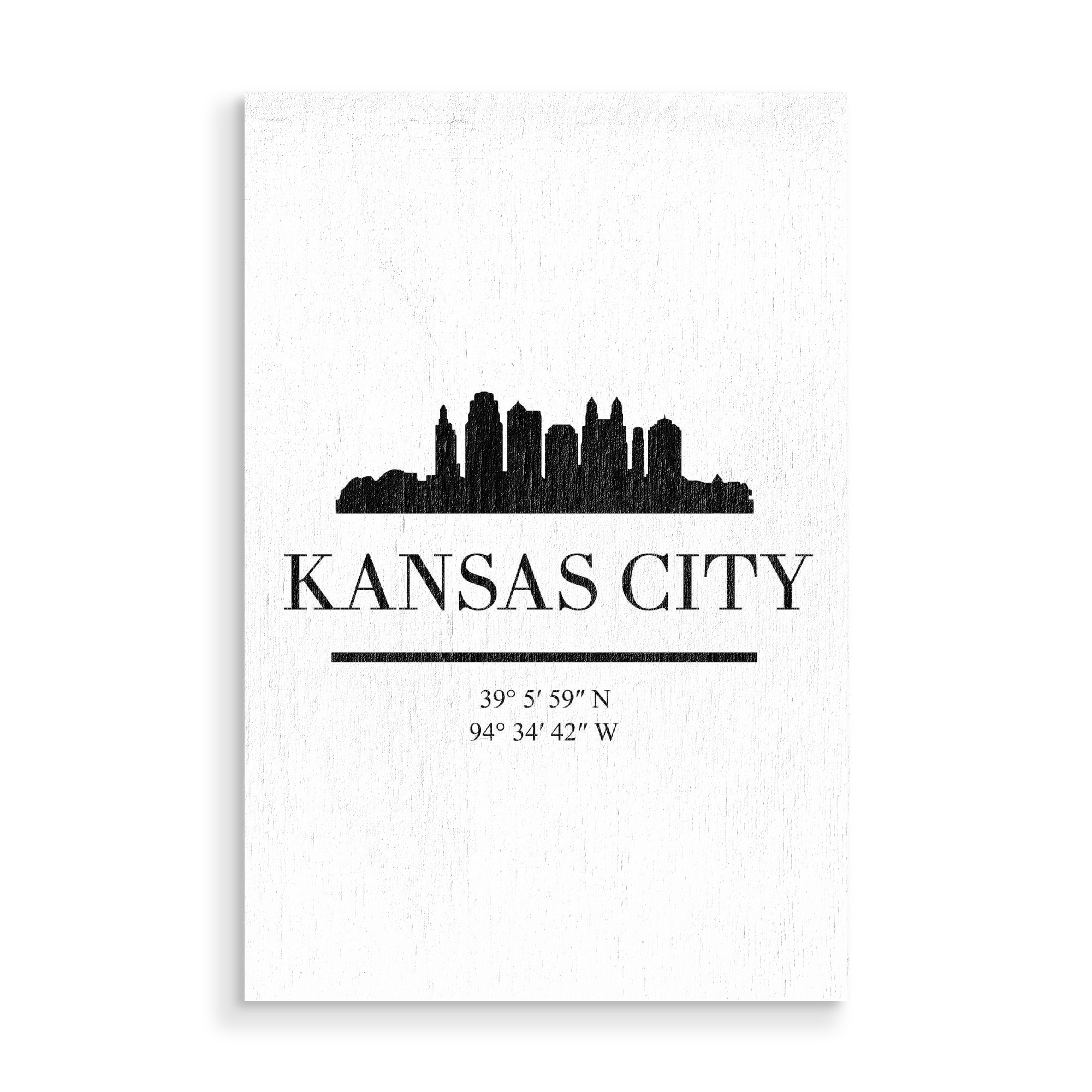 Holzbild "KANSAS CITY MISSOURI BLACK SKYLINE" artboxONE - Städte,Schwarzweiß,Städte / Weitere